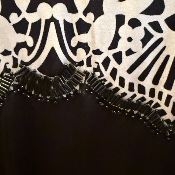 Tory Burch Black White Lace Daphne Beaded Buttoned Dress, SZ 14 - Picture 6 of 9